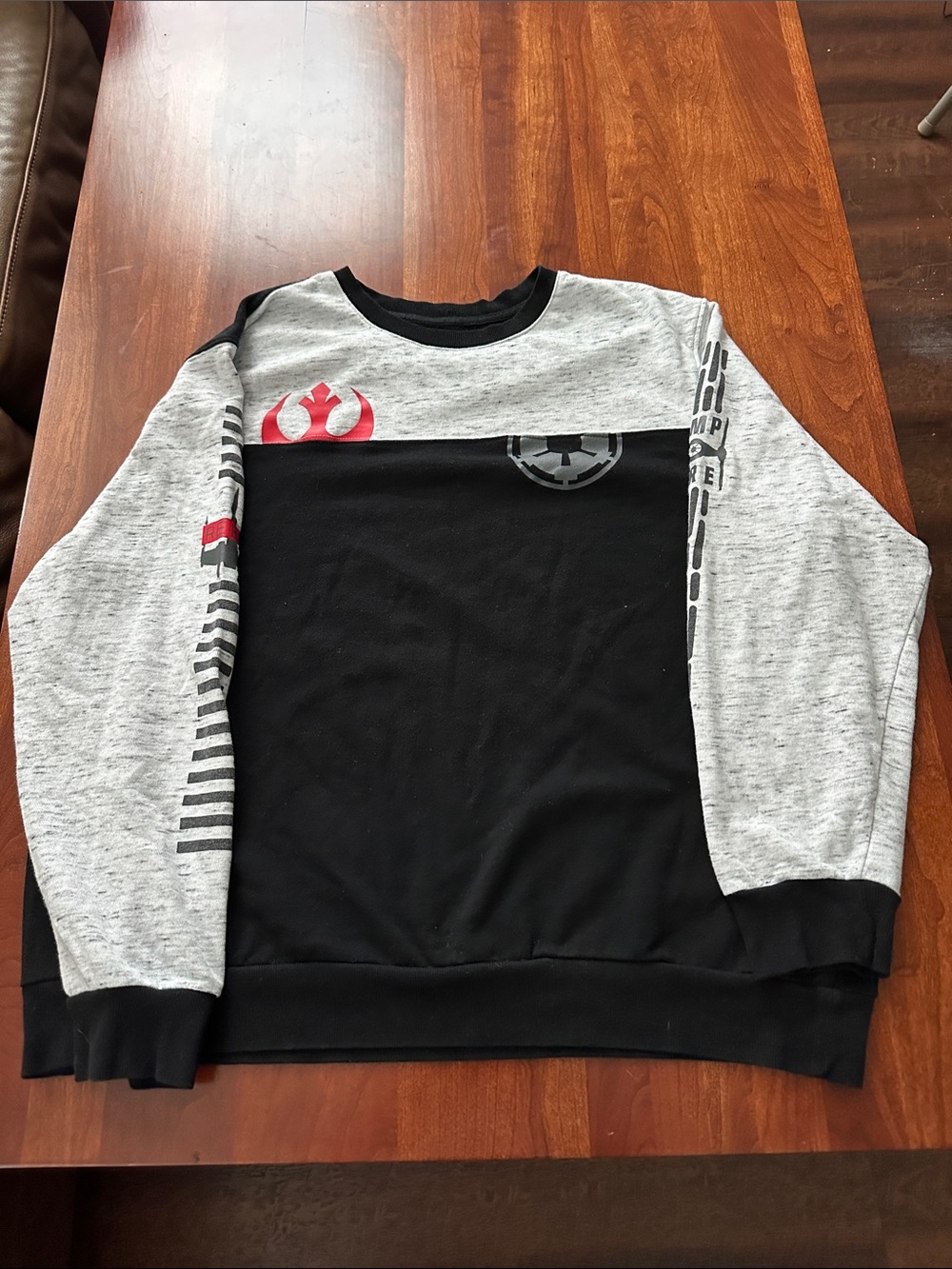 Men's Black and Light Gray Star Wars Graphic Crewneck Sweater